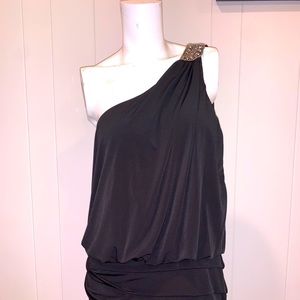One shoulder black dress